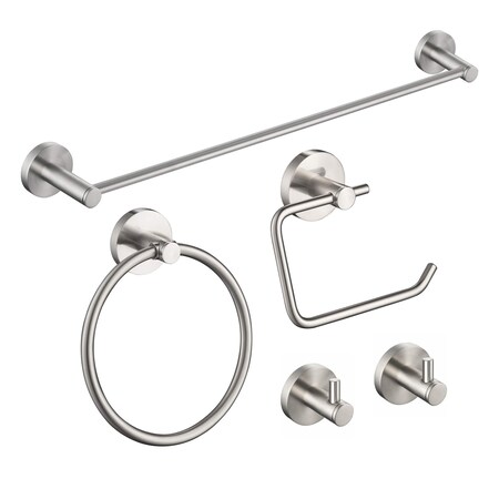 Kibi Circular 5-Piece Bathroom Hardware Set C-KBA14-5BN-4